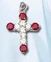 Religious jewelry accessory manufacture online presenting cz stone embedded fashion cross religious pendant. 6 rounded clear cz embedded in middle plus 4 rounded red cz on the edges. A piece that truely bring up your spirit! 
