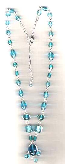 Latest fashion and design wholesale catalog offering fashion blue beaded necklace with a blue bead pendant. Sense the beauty of ocean in the fashionable way!