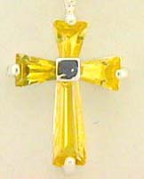 Religious cross pendant online catalog wholesale yellow cz forming cross pendant with black faux stone beaded at centre. 