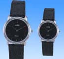 Fine leather suppliers direct import online shop presenting black leather band black round face fashion watch set