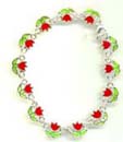 Huge collection gift for girl online catalog offering enamel flower pattern forming fashion charm bracelet, toggle clasp to close. Fresh, neat, eyes catching!