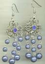Southwestern trendy jewelry accessory wholesale flower pattern design fshion fish hook earring with multi blue beaded dangles