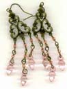 Swaroski fashion jewelry manufacturers wholesale supply filligreen golden earring with pinky beaded dangle. 