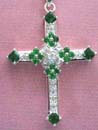 Catalog gift jewelry online shop - Austrian pure clear and green crystal embedded silver-plated fashion cross pendant